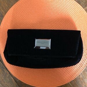 Giorgio Armani Parfums black velvet clutch purse.
